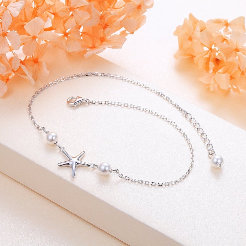Alphm Starfish Anklet for Women S925 Sterling Silver Adjustable Foot Ocean Beach Ankle Bracelet - Image 5